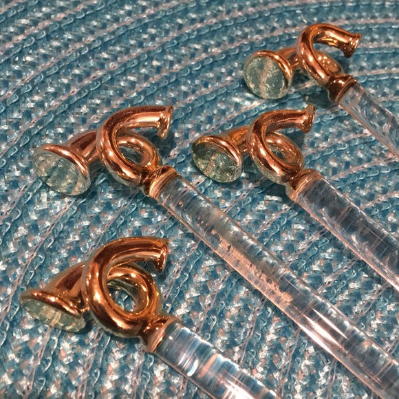 Set/4 Glass ‘French Horn’ Stir Sticks - Picture 2 of 5